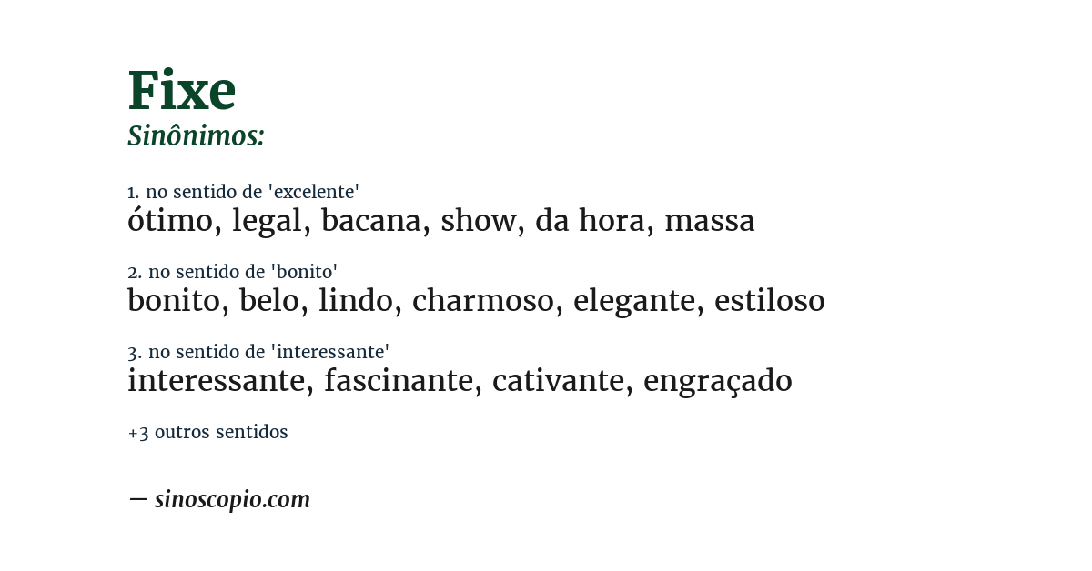Sinônimo de fixe