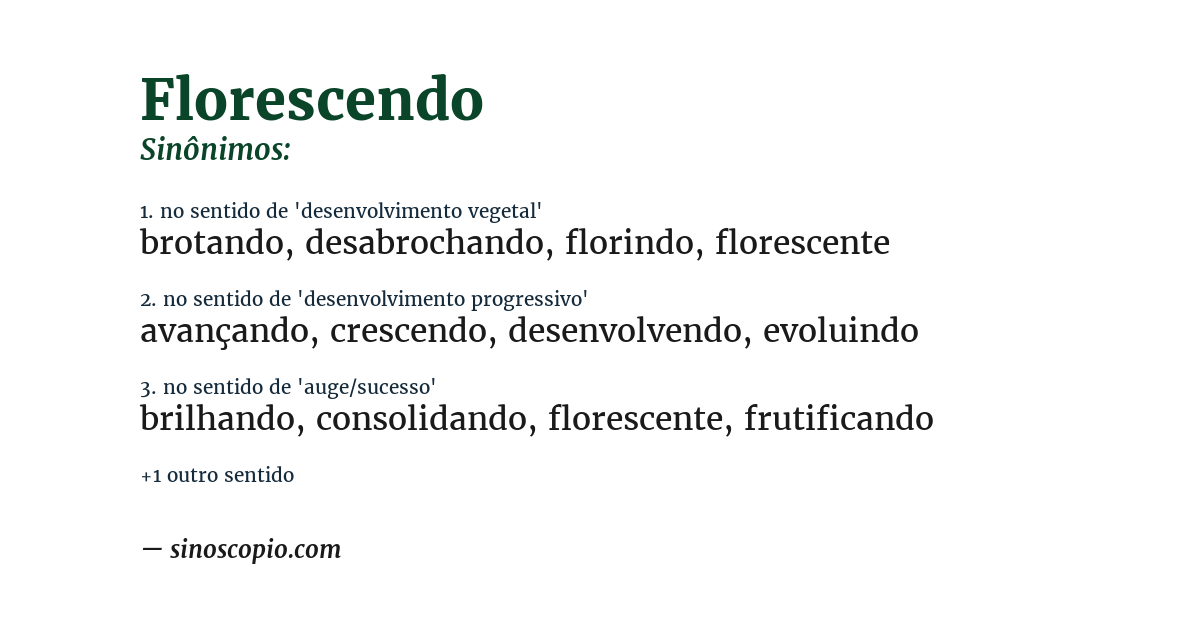 Sinônimo de florescendo