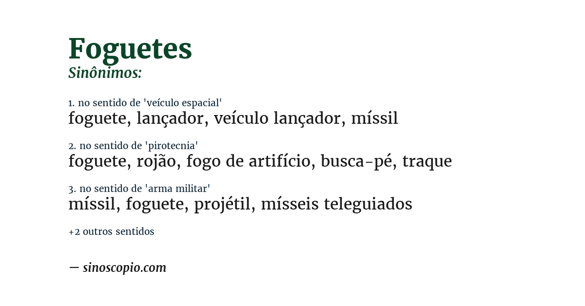 Sinônimo de foguetes