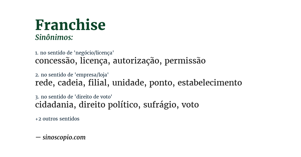 Sinônimo de franchise