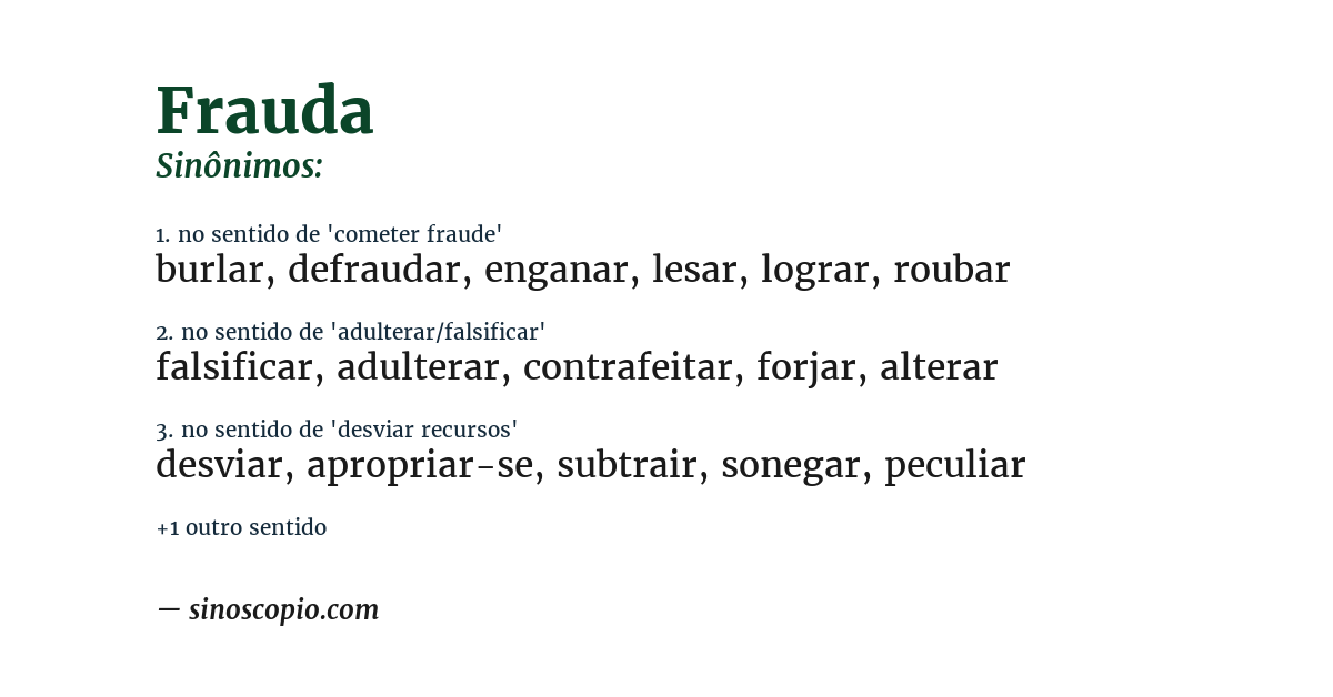 Sinônimo de frauda