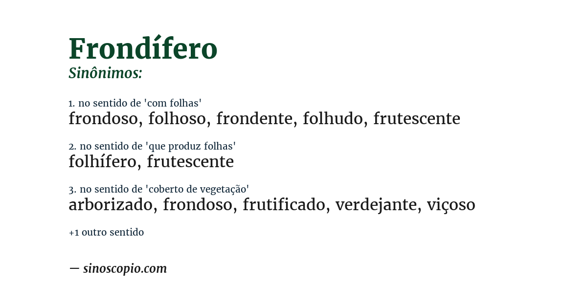 Sinônimo de frondífero