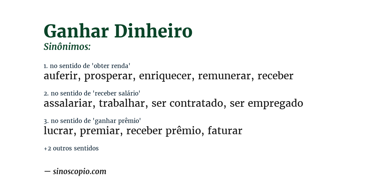 Sinônimo de ganhar dinheiro