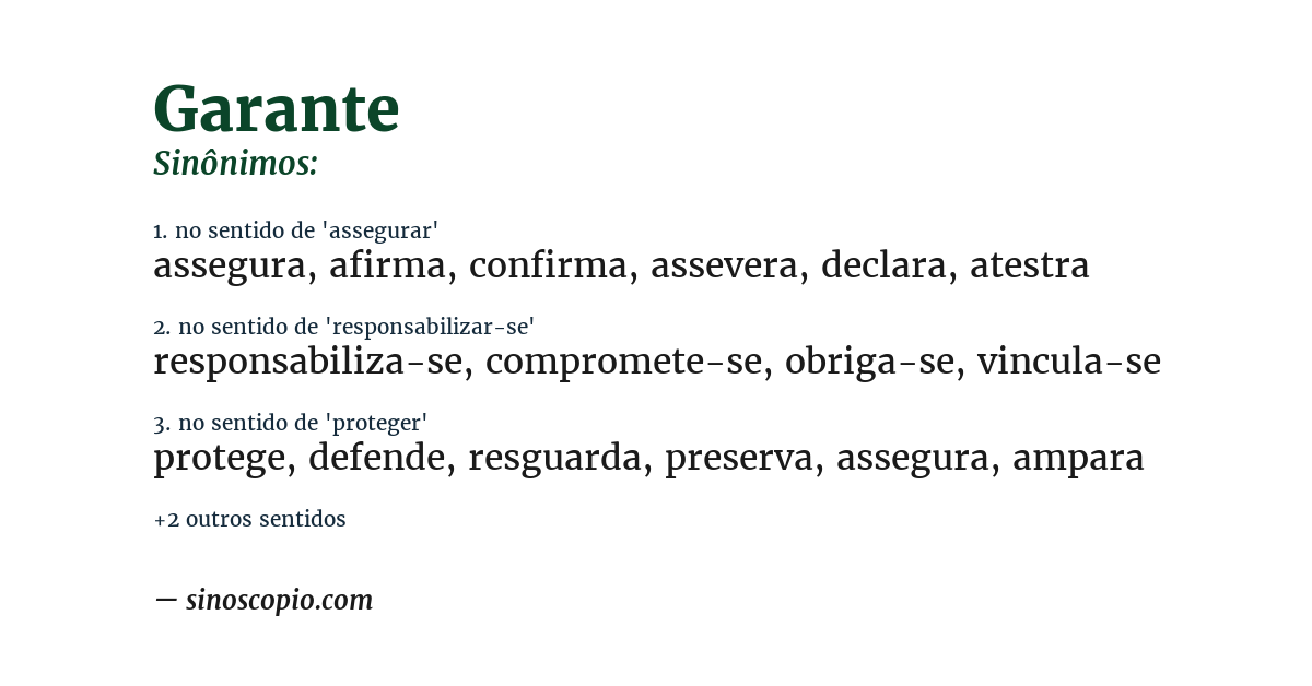 Sinônimo de garante
