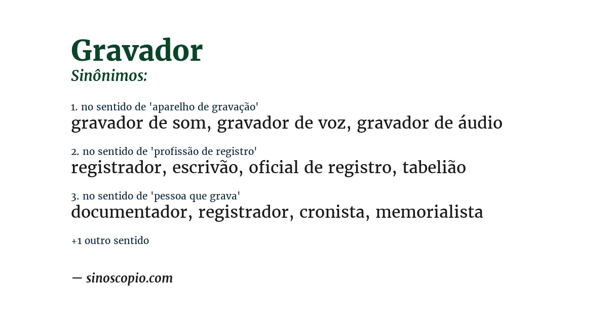 Sinônimo de gravador