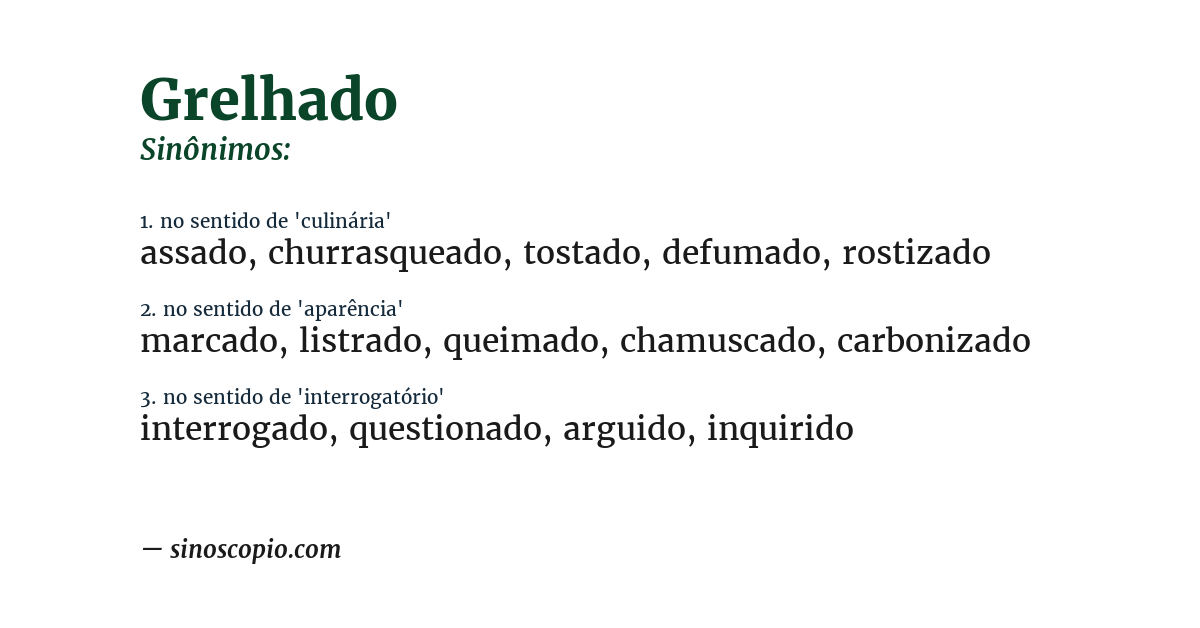 Sinônimo de grelhado