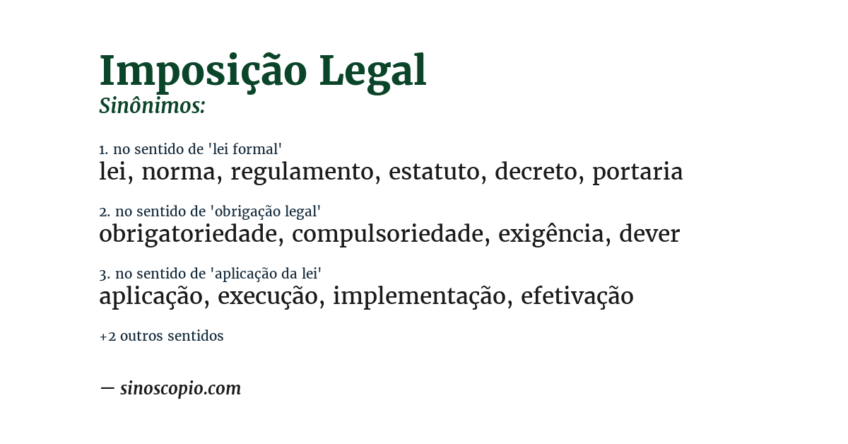 Sinônimo de imposição legal