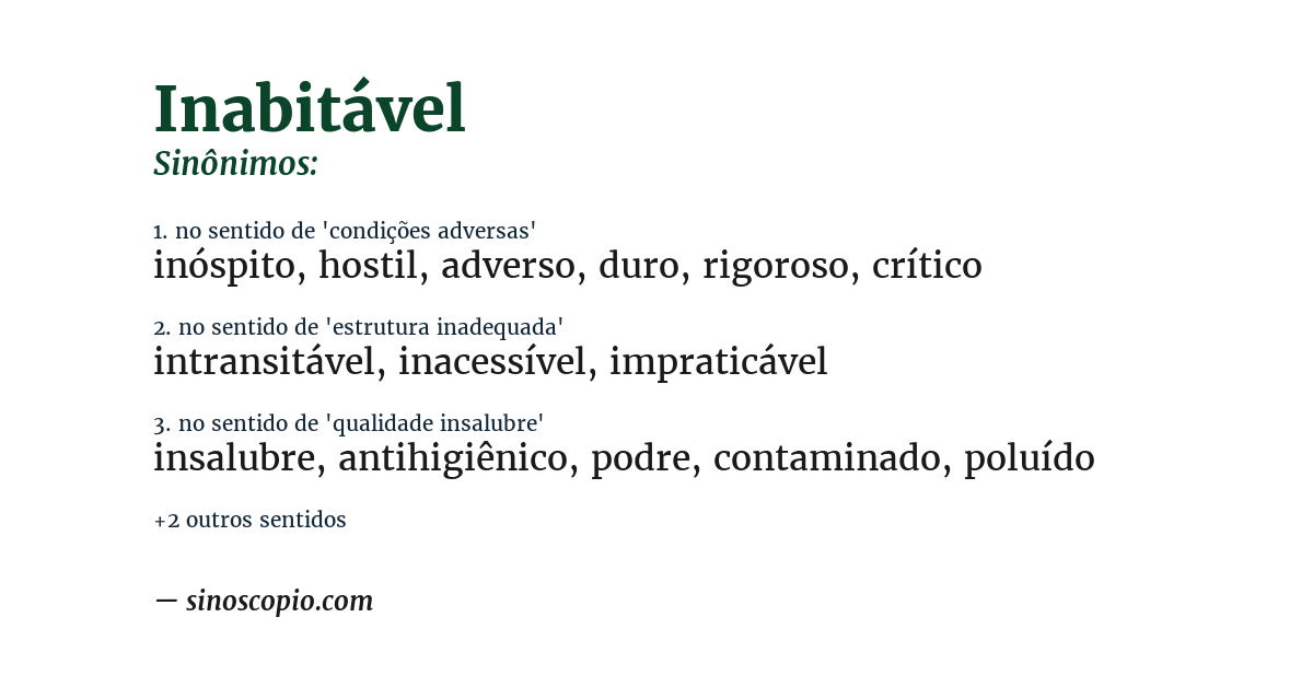 Sinônimo de inabitável