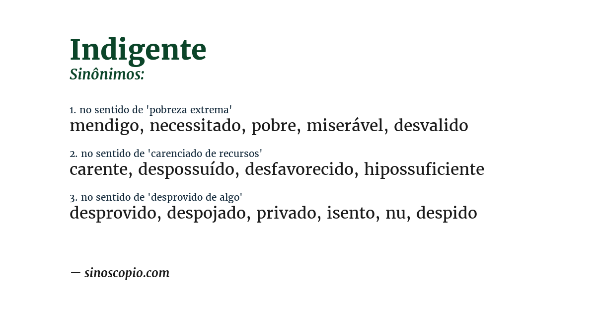 Sinônimo de indigente