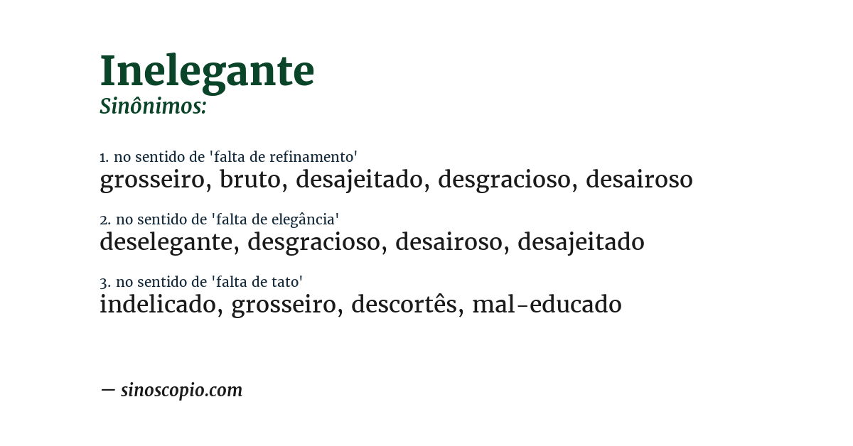 Sinônimo de inelegante
