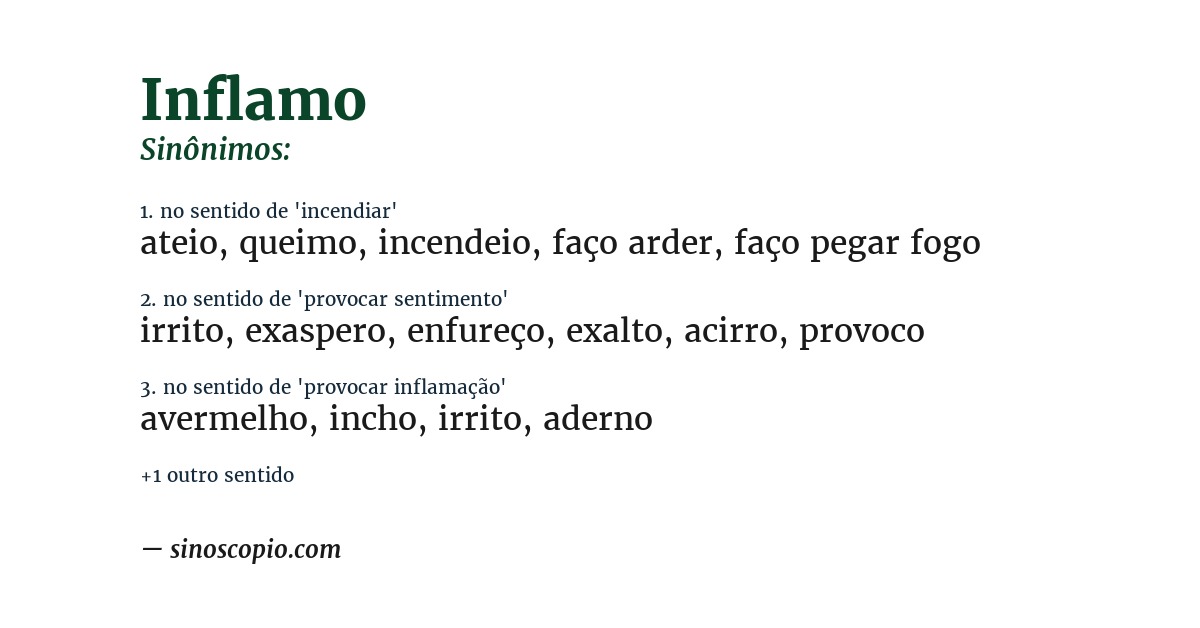 Sinônimo de inflamo