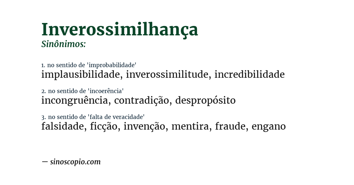 Sinônimo de inverossimilhança