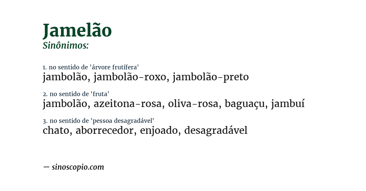Sinônimo de jamelão