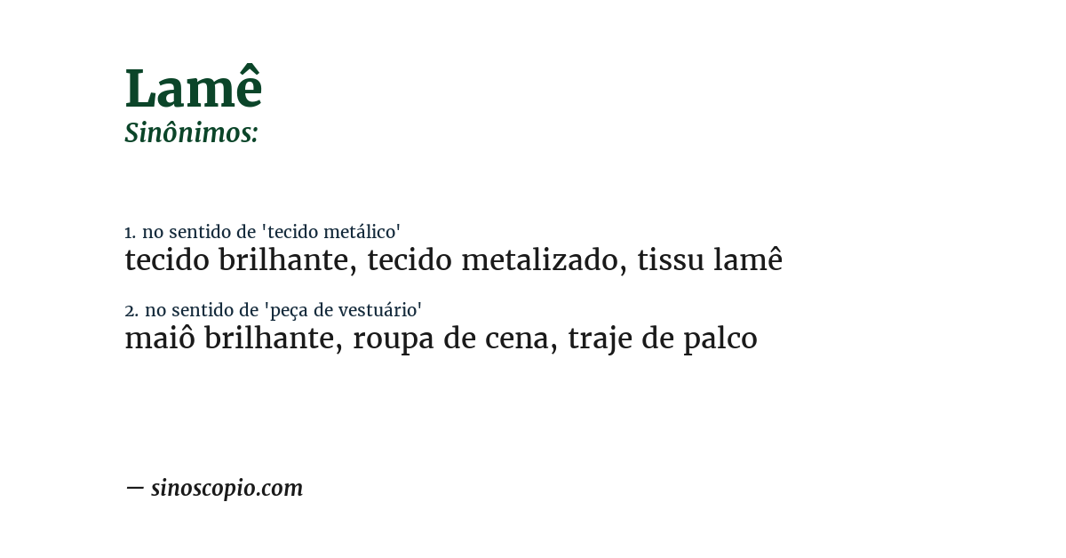 Sinônimo de lamê