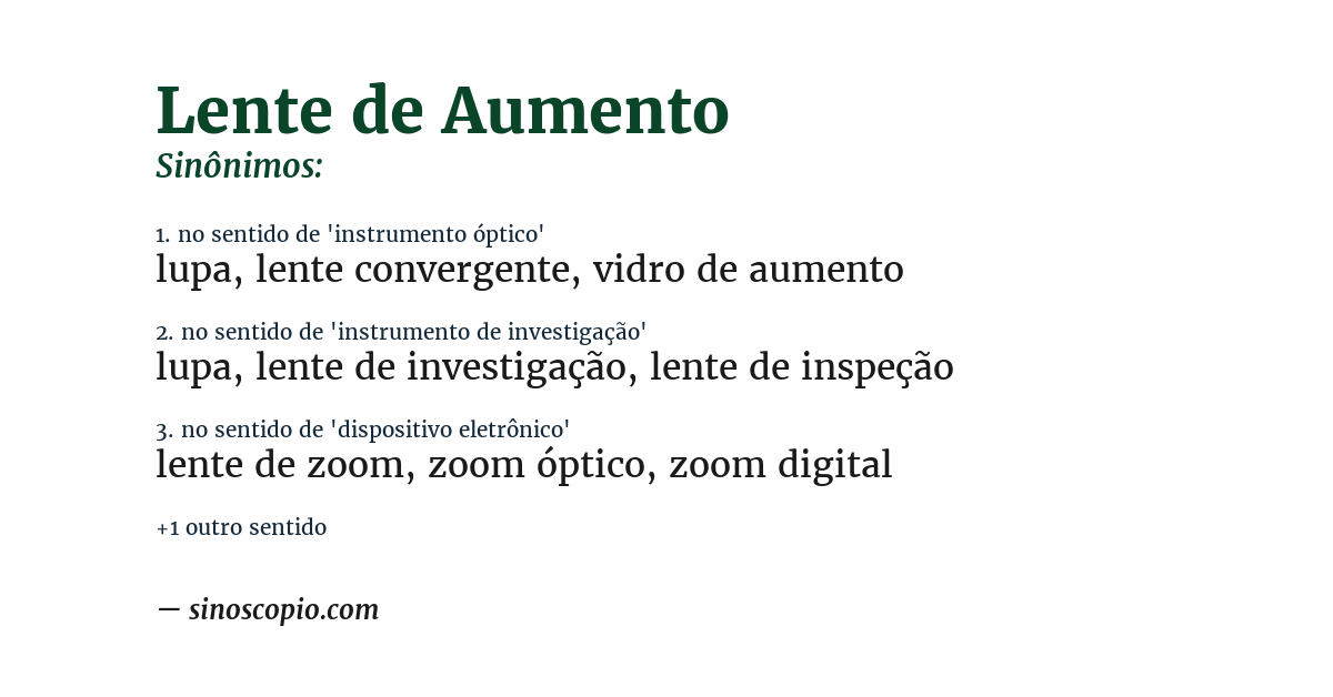 Sinônimo de lente de aumento