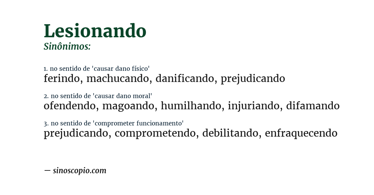 Sinônimo de lesionando