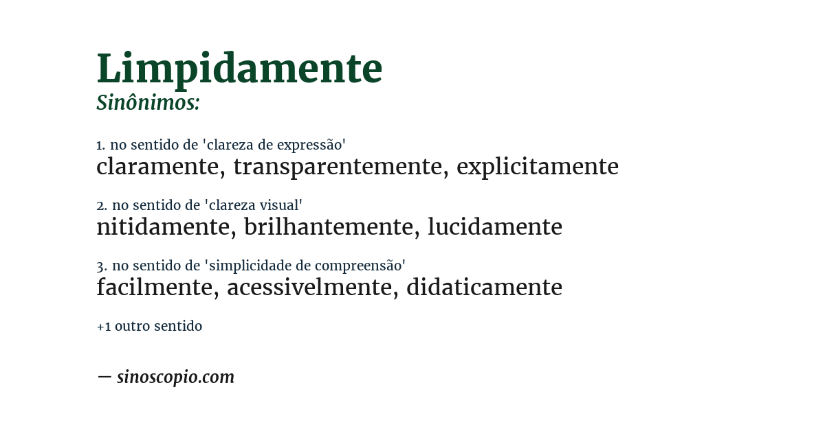Sinônimo de limpidamente