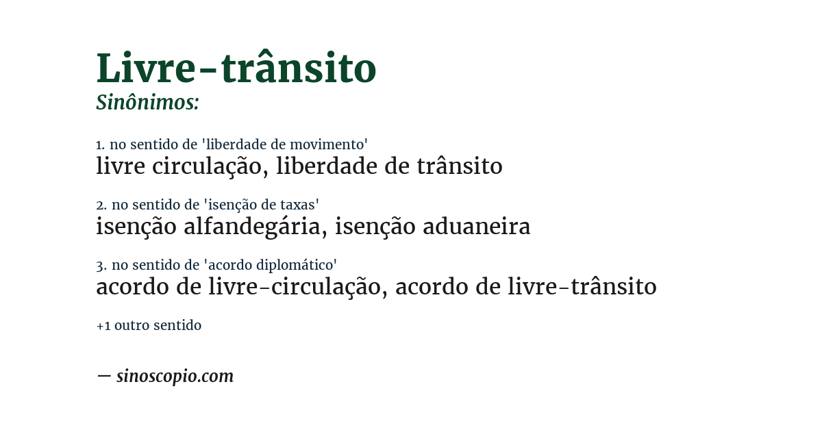 Sinônimo de livre-trânsito