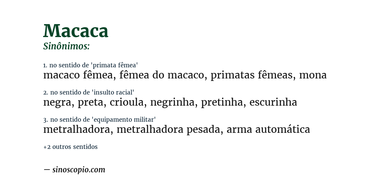 Sinônimo de macaca