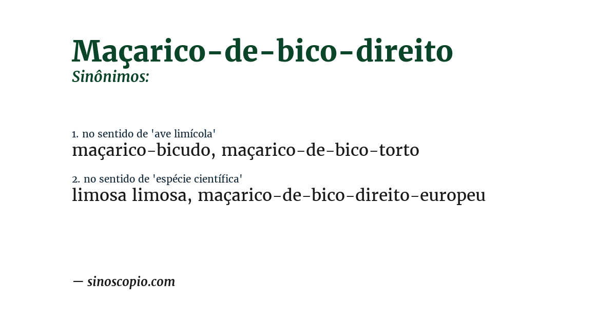 Sinônimo de maçarico-de-bico-direito