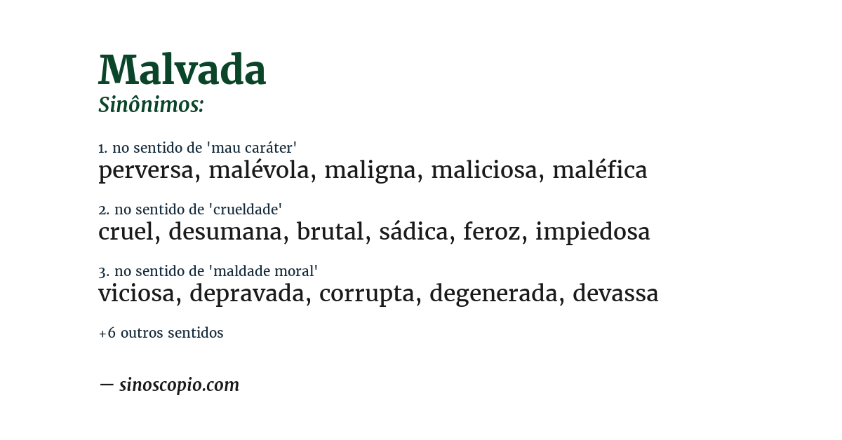 Sinônimo de malvada