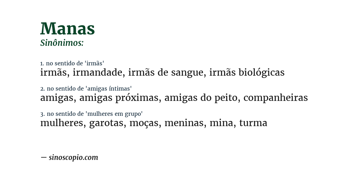Sinônimo de manas