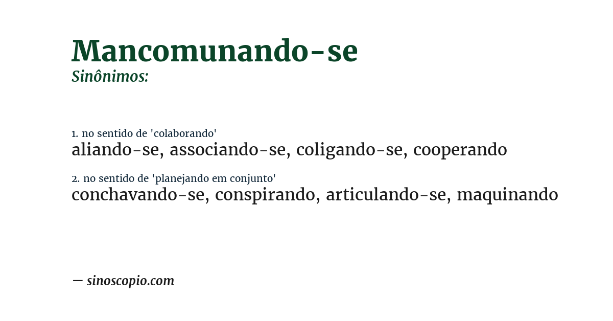 Sinônimo de mancomunando-se