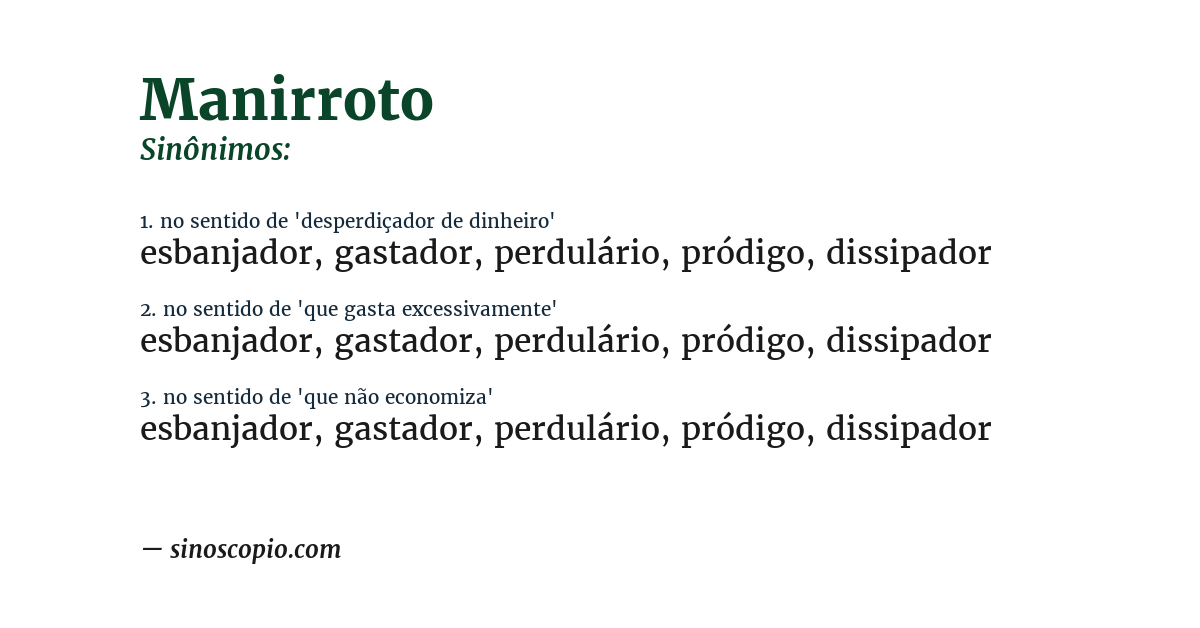 Sinônimo de manirroto