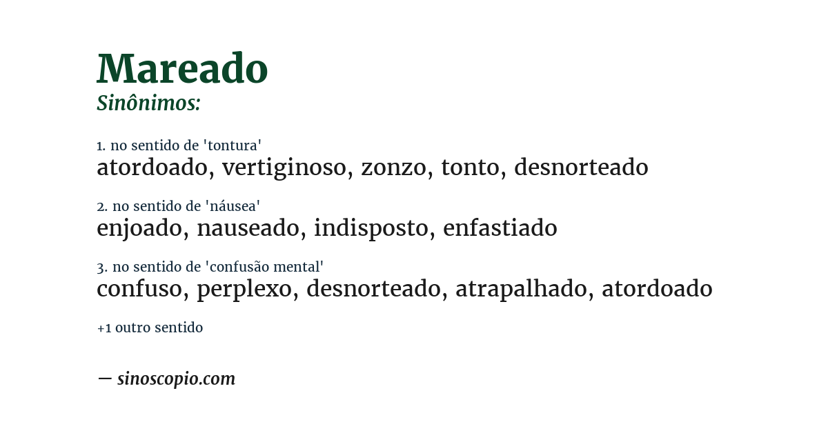 Sinônimo de mareado