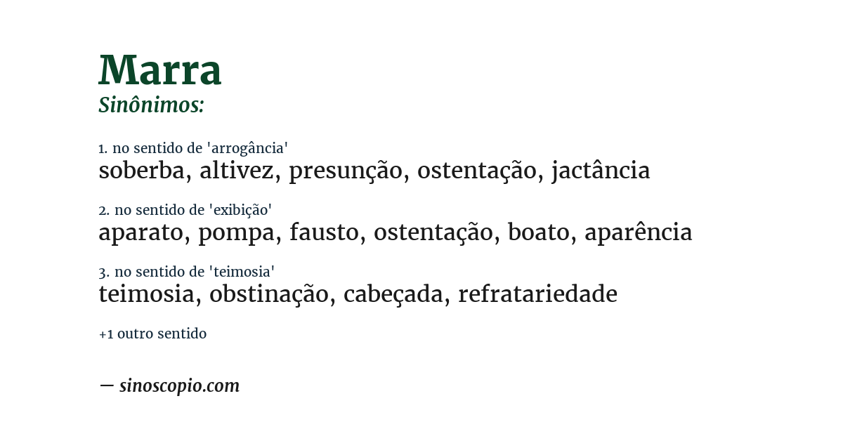 Sinônimo de marra