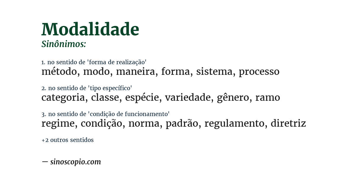 Sinônimo de modalidade
