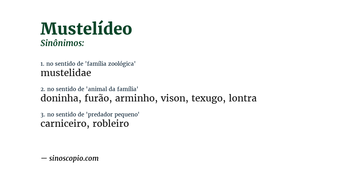 Sinônimo de mustelídeo