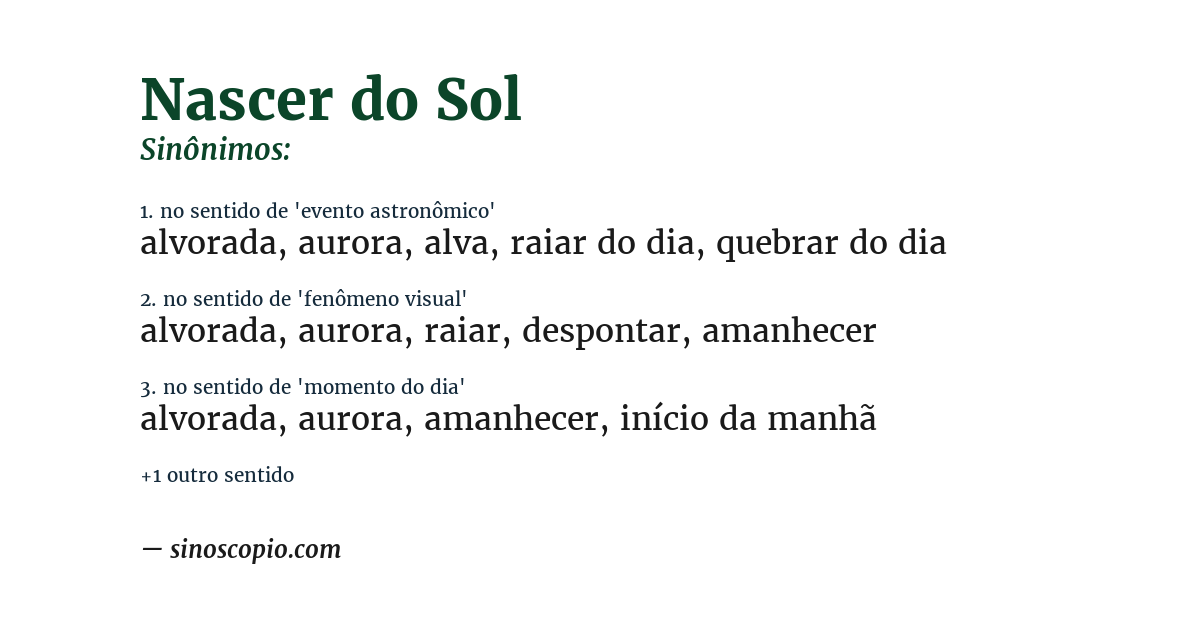 Sinônimo de nascer do sol