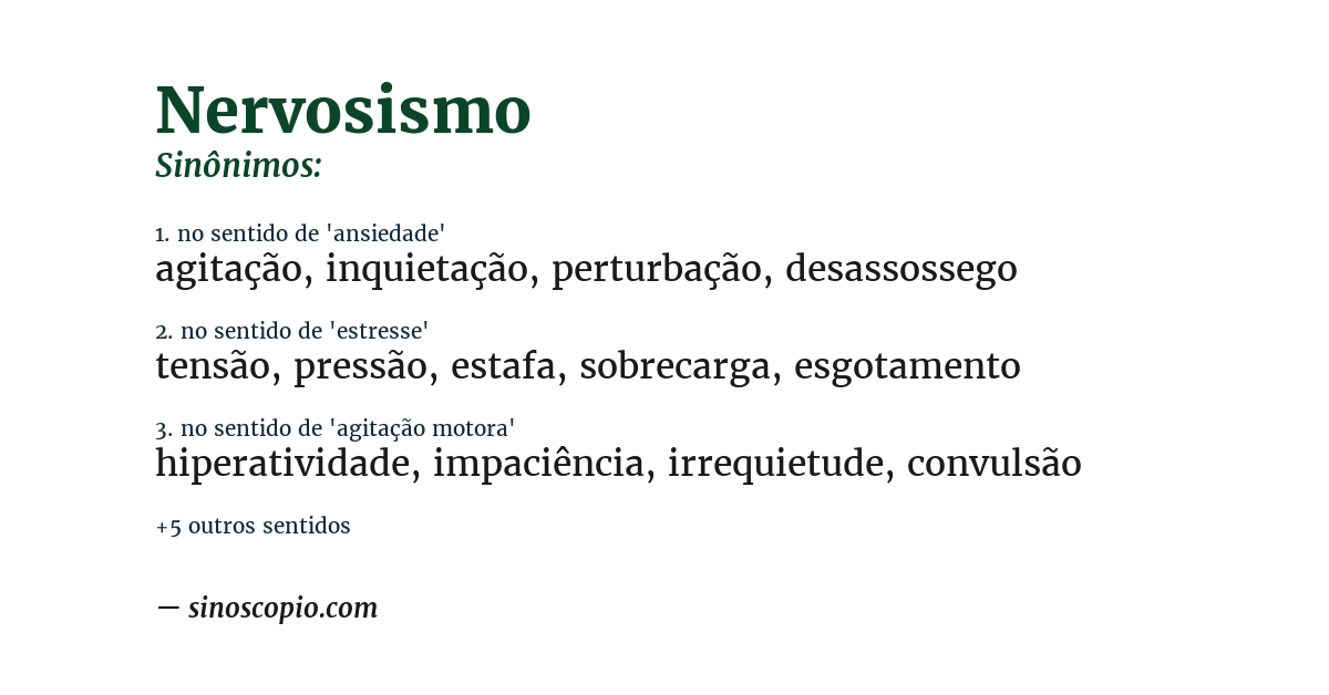 Sinônimo de nervosismo