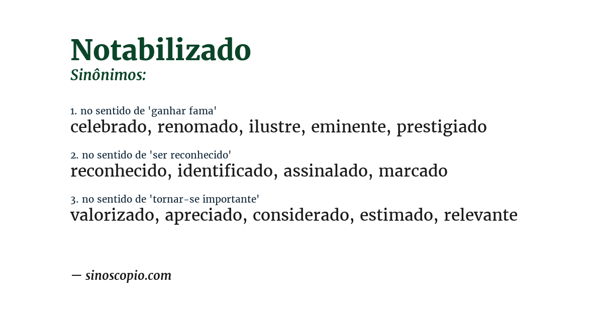 Sinônimo de notabilizado