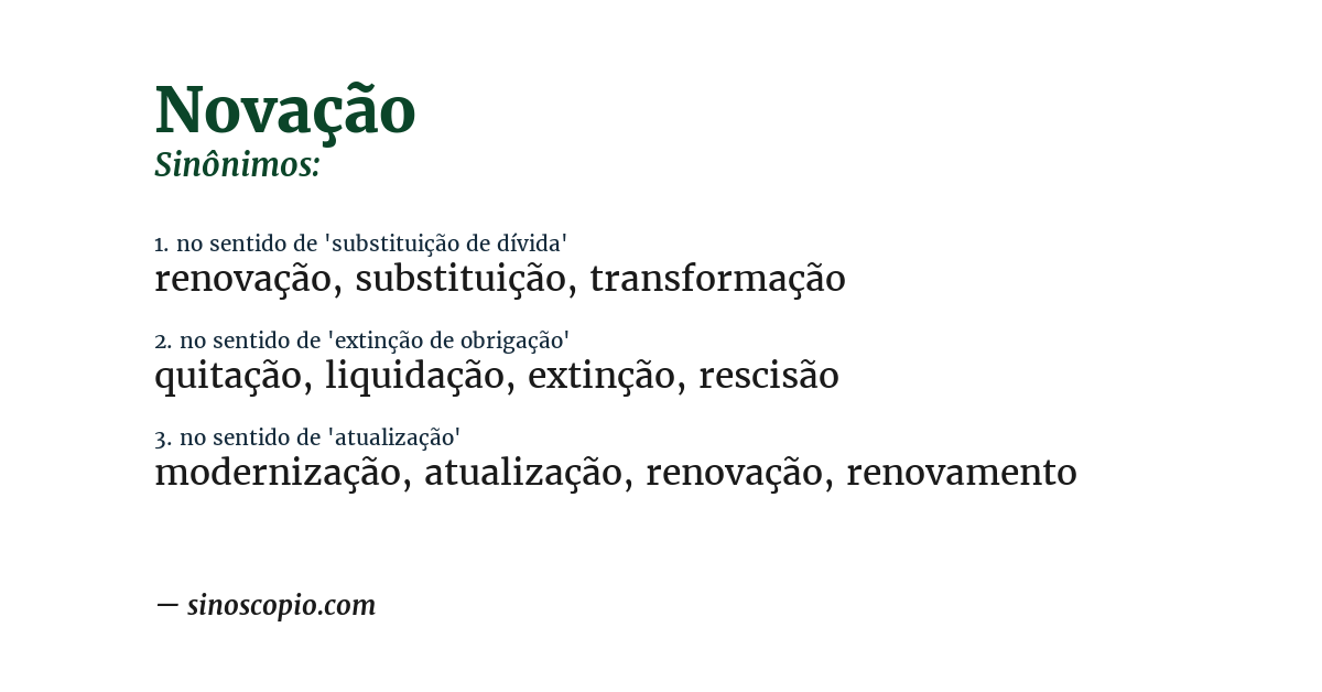 Sinônimo de novação