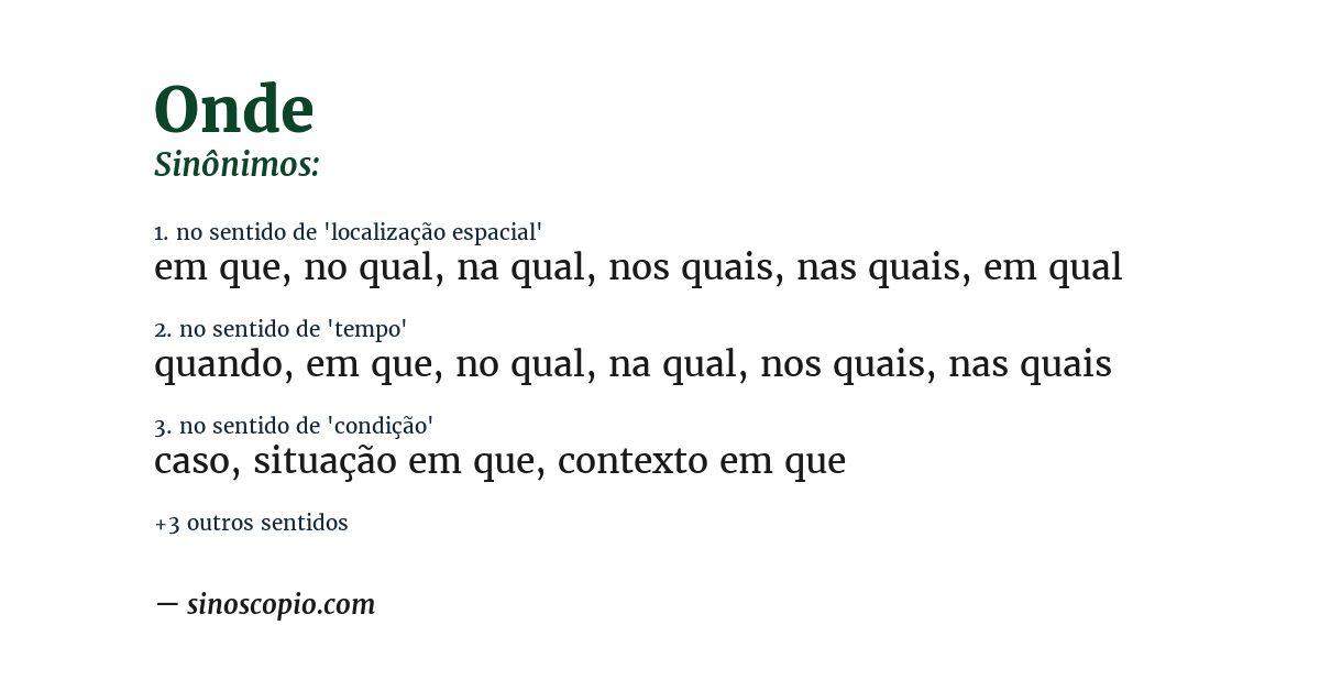Sinônimo de onde