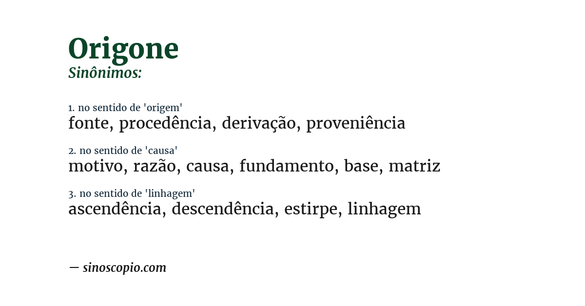 Sinônimo de origone