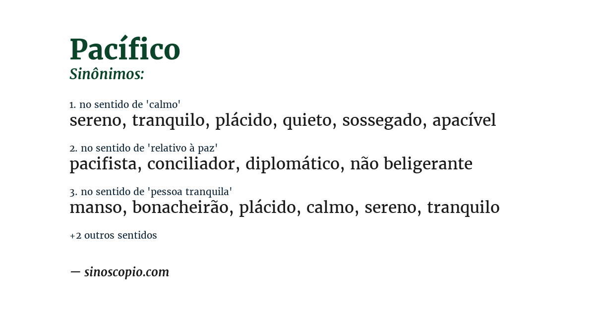Sinônimo de pacífico