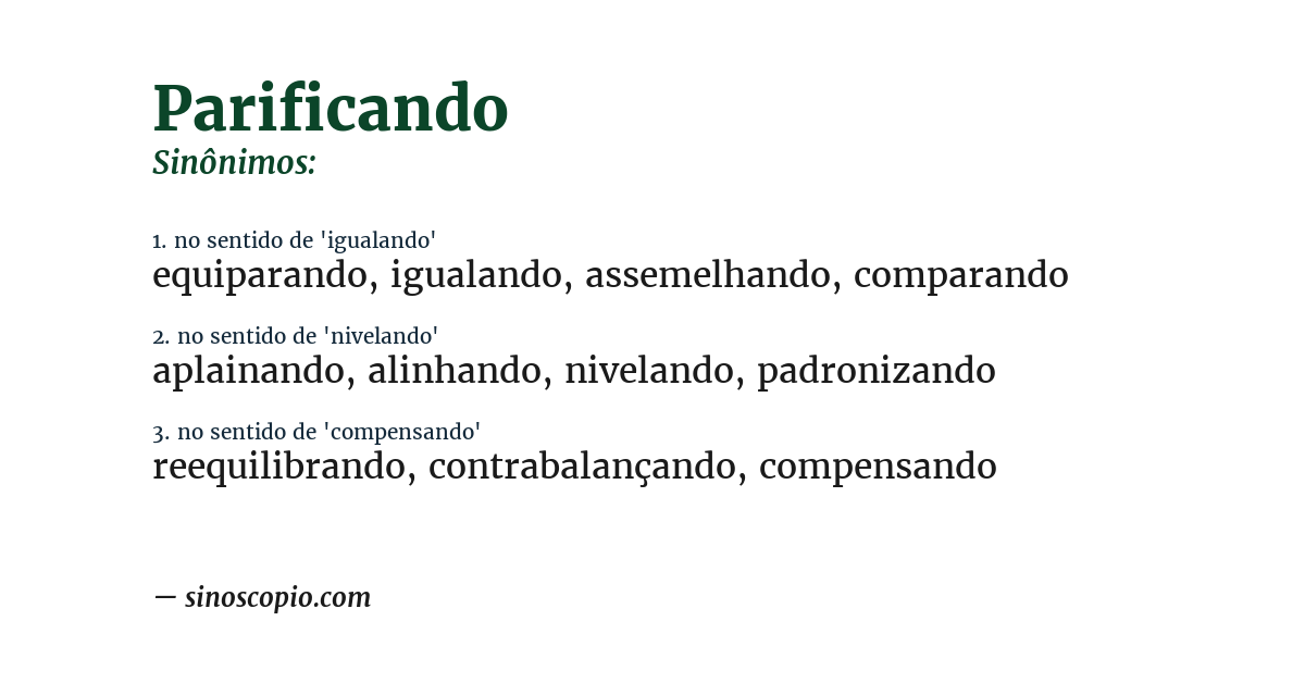 Sinônimo de parificando