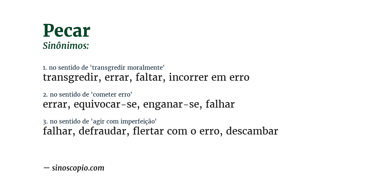 Sinônimo de pecar