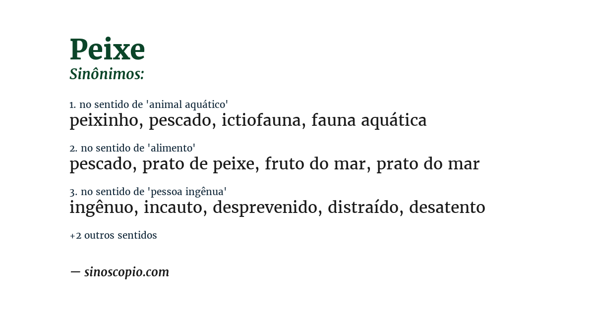 Sinônimo de peixe