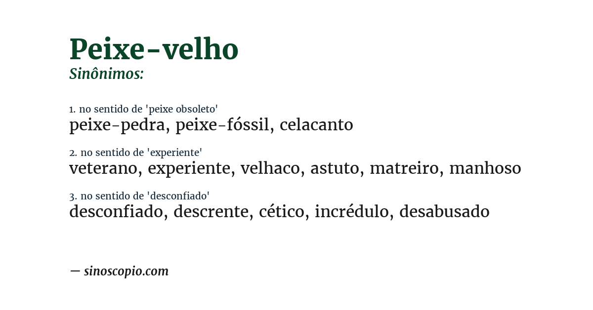 Sinônimo de peixe-velho