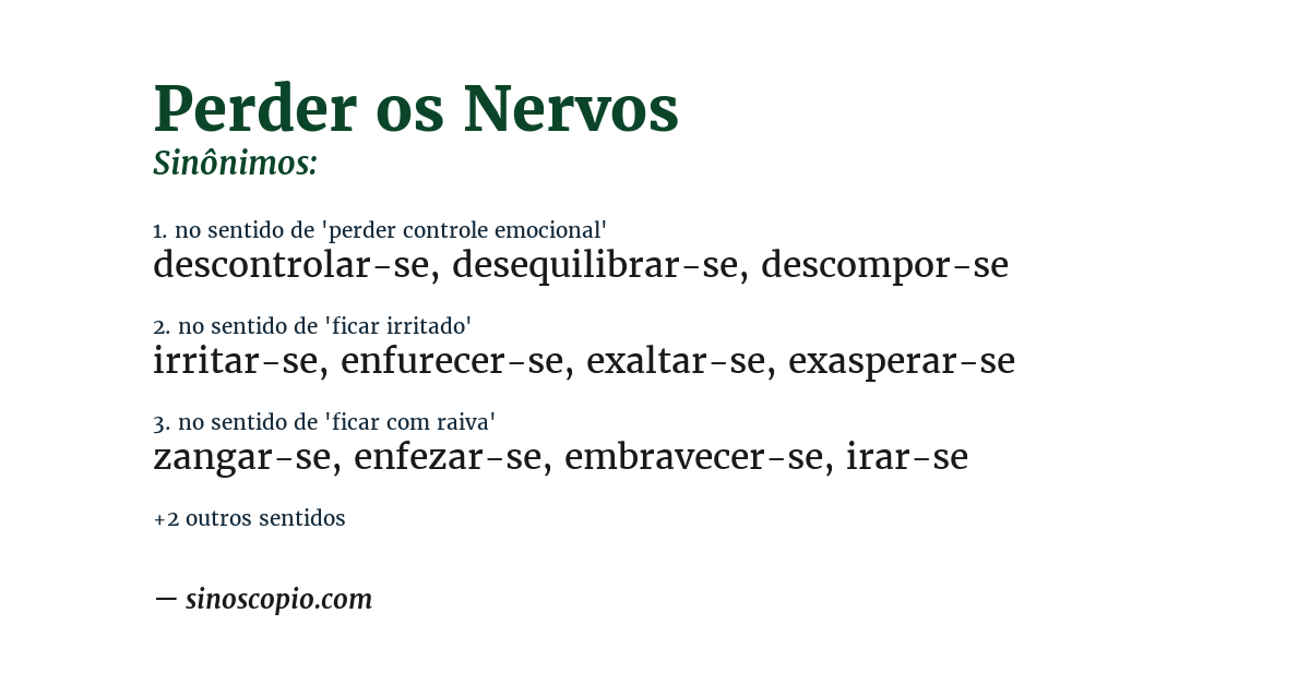 Sinônimo de perder os nervos