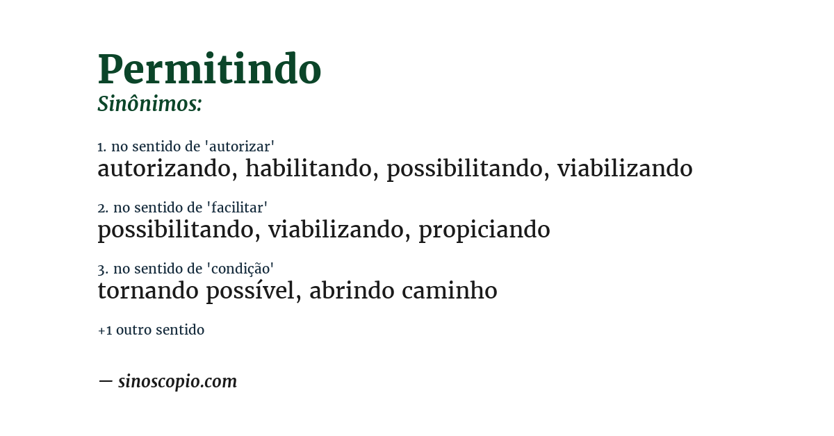 Sinônimo de permitindo