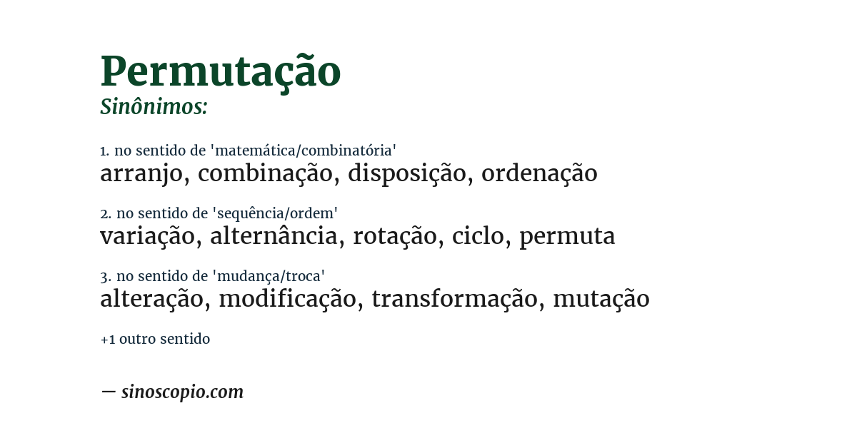 Sinônimo de permutação