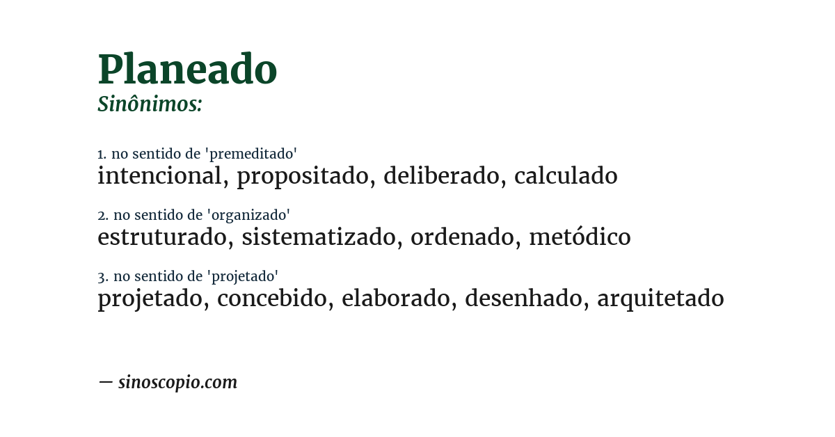 Sinônimo de planeado