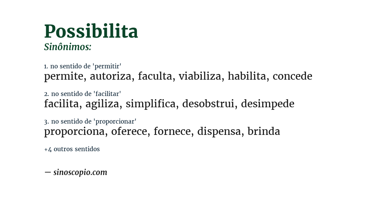 Sinônimo de possibilita