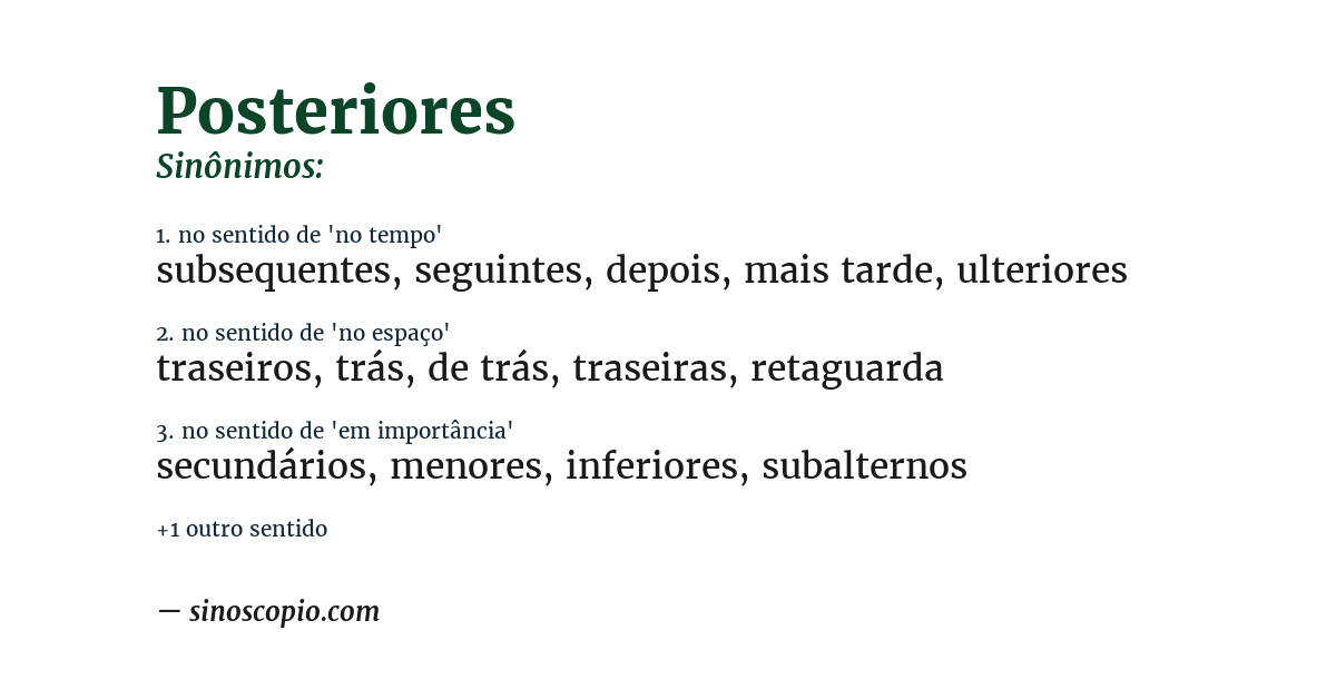 Sinônimo de posteriores