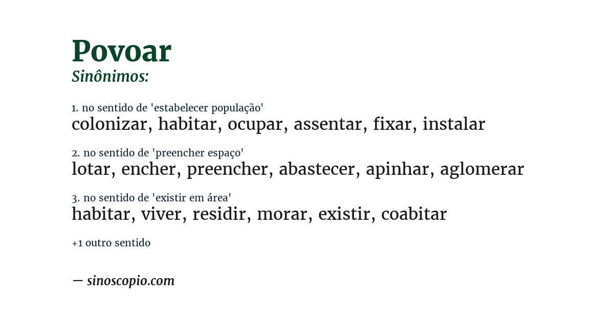 Sinônimo de povoar